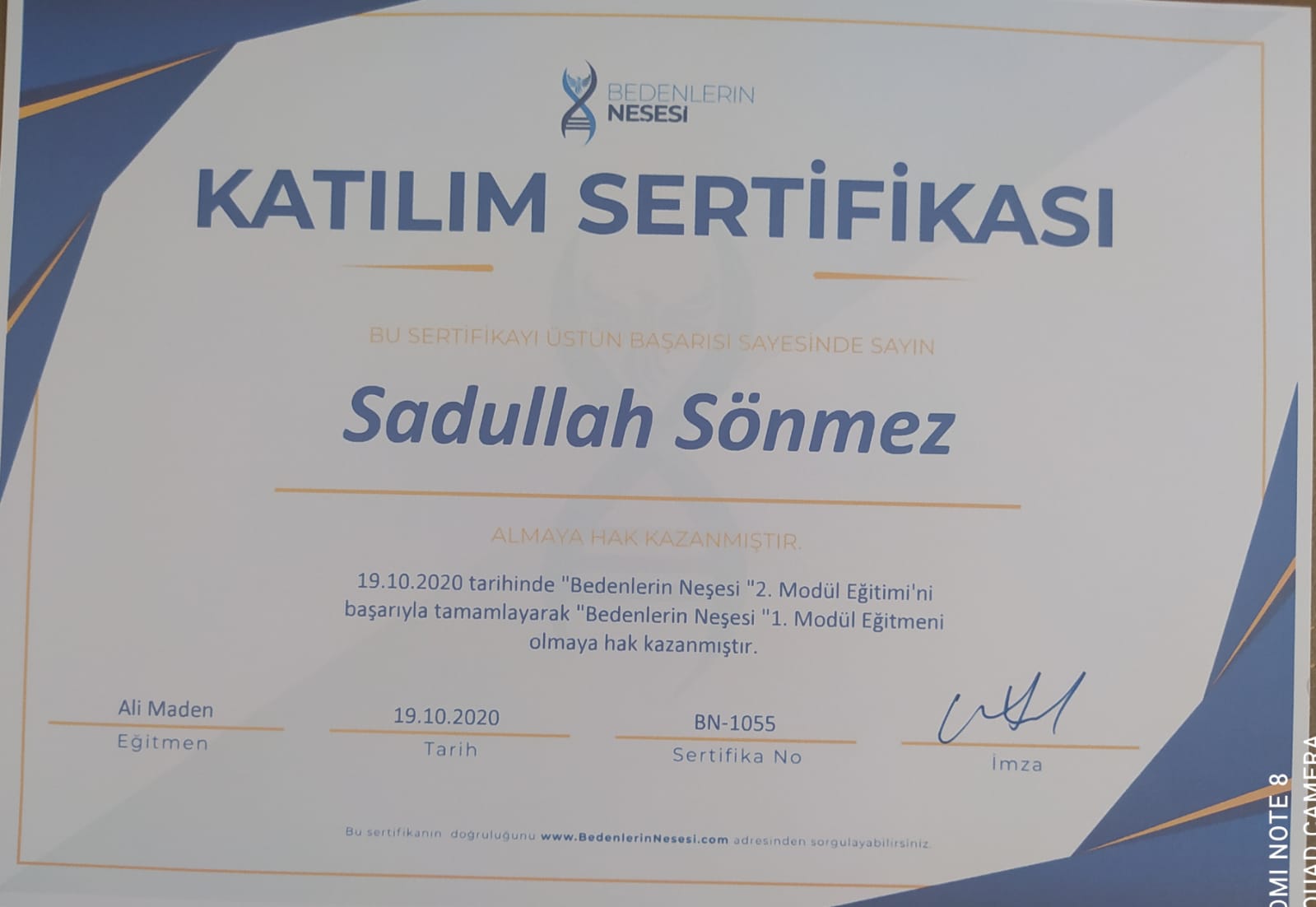 BEDENLERİN NEŞESİ 2.MODÜL EĞİTİM SERTİFİKASI